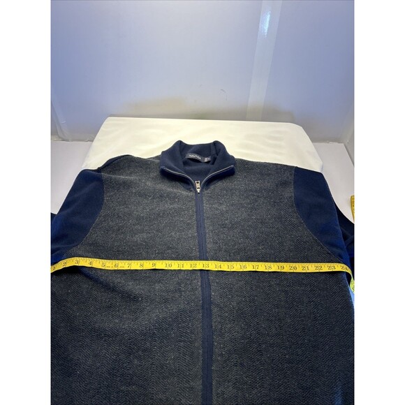 Nautica Full zip Navy/Grey Panels Cardigan Sweater Mens SZ XL - Picture 4 of 8